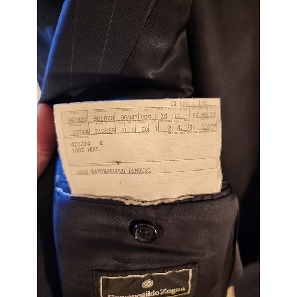 Ermenegildo Zegna Mens Wool Blazer Sport Coat Jacket Size 50 Navy Stripped - Picture 9 of 13
